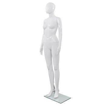 Maniquí De Mujer Completo Base De Vidrio Blanco Brillante 175cm Vidaxl