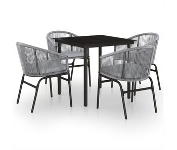 Juego de comedor para jardin 5 piezas ratán sintético gris longitud mesa 80 cm