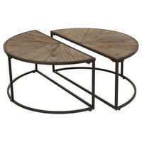 mesa de centro set 2pzas de madera y metal marron 91x455x405