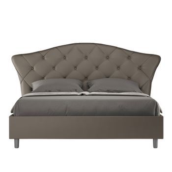 Cama Sin Somier Acolchada 160x200 Cuero Sintético Capuchino Langre