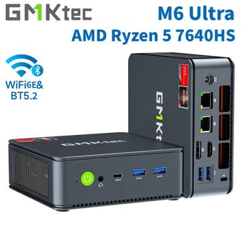 GMKtec M6 Ultra Gaming Mini PC AMD Ryzen 5 7640HS (actualizado 6600H/6800H) Mini computadoras de escritorio WiFi 6/BT 5.2, triple pantalla 4K