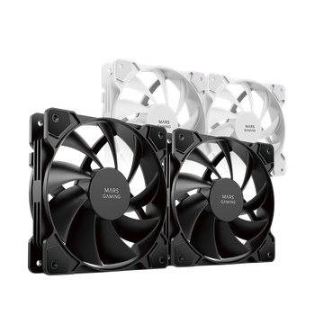 Mars Gaming MF-PWMX2, Kit 2 Ventiladores 120mm, Ultra silenciosos FDB 12dB, Sistema Anti-vibraciones, Sistema PWM, Pack Ventiladores PC Negro o Blanco