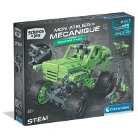 clementoni monster truck 2 en 1 kit mecanico de construccion 260 piezas con transmision de engranajes direccion cremallera y pinon y suspension