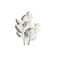 decoracion pared metal 77x25x103 hojas dorado