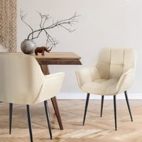 silla de comedor con reposapies en terciopelo crema
