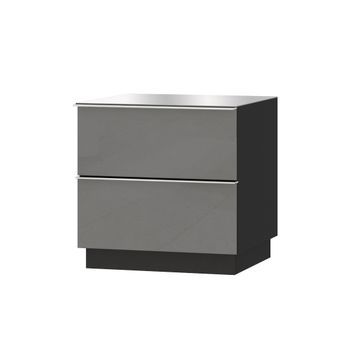 Pequeño Mueble Para Tv O Mueble Auxiliar De 50cm Colección Zante Con 2 Cajones. Color Negro Y Gris Brillante.