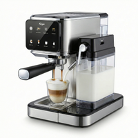 felizia latte - cafetera espresso semiautomatica 20 bares con deposito de leche 1l y pantalla tactil maquina de cafe 1350w thermoblock automatica para cappuccino latte y cafe frio acero inox