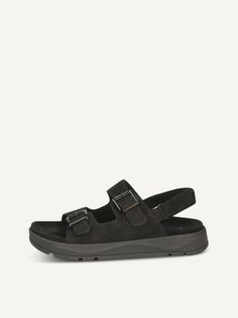 CAPRICE Sandal, black, made of Leather without heel, Size 42