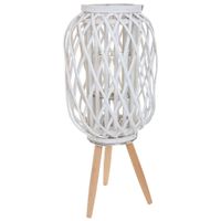 wonderlust deco - farol portavelas de mimbre blanco d37x4063 blanco d37x4063h cm