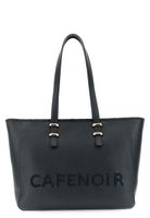 shopper efecto piel con grano con asas planas y pasadores metalicos black