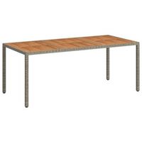 mesa de jardin  mesa de exterior madera acacia ratan sintetico gris 190x90x75 cm