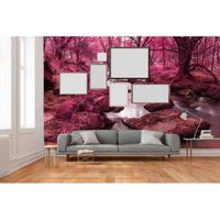 fotomural vinilo bosque rosa 350 x 250 cm