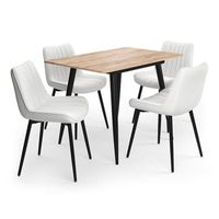 conjunto de mesa de comedor beaver 110 x 70 cm con 4 sillas beige vicco