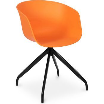 Silla De Oficina Con Reposabrazos - Silla De Escritorio De Diseño Negro - Joan  Naranja