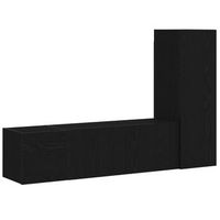 conjunto de mueble de tv 3 uds  mueble de salon  gabinete de tv roble negro 1305 x 30 x 140 cm