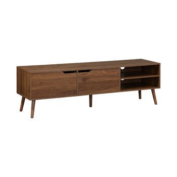 Mueble Tv En Acabado Estilo Nogal Con 2 Puertas, 160cm, Decoración En