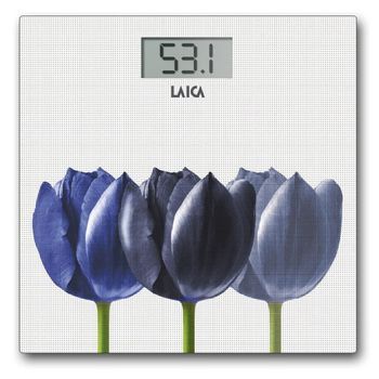 Báscula Electrónica Blanca Con Flores Azules Peso Máx. 180kg.