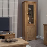 messina oak glazed single display cabinet