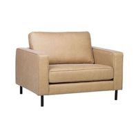 sillon tapizado en piel beige con patas negras brazo de riel estilo minimalista savalen