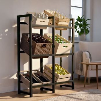 Estanteria para cajas de bebidas en metal negro