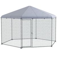 pawhut gallinero en forma de hexagono 400x346x263 cm cubierta de tela oxford resistente a los rayos uv e impermeable plata   aosom espana
