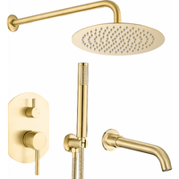conjunto de ducha empotrada monomando redonda roma oro cepillado  o 20cm dorado