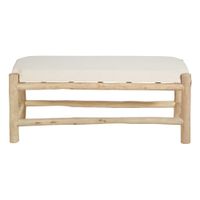 banco de madera de eucalipto y algodon blanco