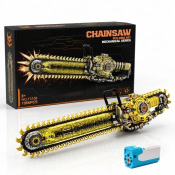 NUEVO Kit de Construcción de Motosierra Técnica Motorizada, Modelo MOC con Luz Eléctrica, Juguete de Plástico Seguro, Regalo para el Día del Padre