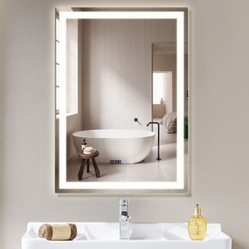 Espejo De Baño Con Luz Led Baño Con Función Táctil Blanco Espejo De Pared Zmh