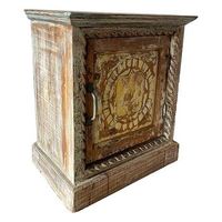 mesita de madera acabado artesanal marron 54x29x57h cm