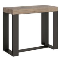 consola extensible 90x40196 cm efecto madera roble natural hierro