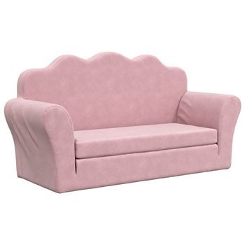 Sofá Cama | Sofá Convertible Para Niños De 2 Plazas Felpa Suave Rosa