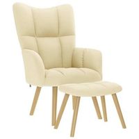sillon de salon  silla  sillo de relax con taburete tela color crema cfw222500