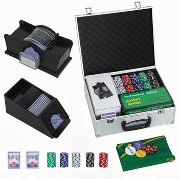 SPORTNOW Set de póker, 300 fichas, dados, 2 barajas, accesorios, maletín, para 8 jugadores   Aosom España