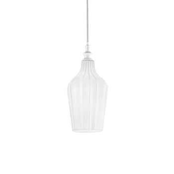 Cleofe - Lámpara Colgante De Cristal Transparente Y Blanco - Casquillo 1xe27, Estilo Vintage, Ip20, 1xe27 Máx 1x60w, D.18cm, Bombillas Excluidas