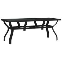 mesa de jardin  mesa de exterior acero y vidrio negro 180x80x70 cm