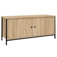mueble tv con puertas contrachapada roble sonoma 102x35x45 cm vidaxl