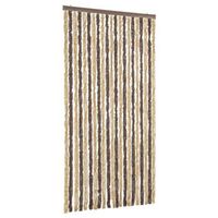 cortina antimoscas chenilla marron oscuro y beige 90x220 cm vidaxl
