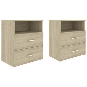 Pack 2 Uds Mesitas De Noche | Mesa Auxiliar | Mesilla Roble Sonoma 50x32x60 Cm