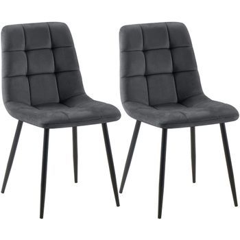 Lote De 2 Sillas De Comedor Tilde Terciopelo Gris Oscuro 55x45x84 Cm Clp