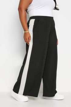 Yours Pantalón Ancho Negro Franja Lateral, Mujer Curvy Y Tallas Grandes, Yours