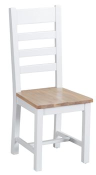Eden Oak and White Ladder Back Dining Chairs - Oak and White, 2 Chairs
