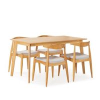 juego de mesa 140x80 cm y 4 sillas de comedor corzo color roble
