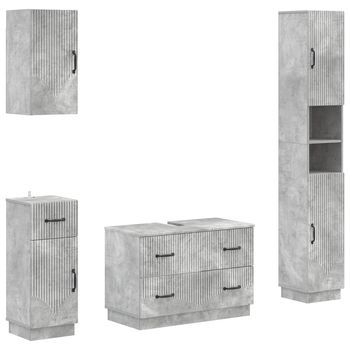 Juego De Armarios De Baño De 4 Piezas Hoorn Gris Hormigón Vidaxl