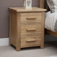 rohan oak three-drawer bedside cabinet