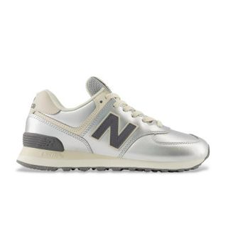 New Balance para mujer. WL574V2 Zapatillas de Piel 574 plateado (36), Plata, Plano, Cordones, Casual