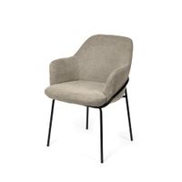 silla taupe con reposabrazos y estructura metalica negra