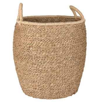 Cesta redonda de fibra con asas