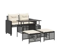 vidaxl juego de sofas jardin 4 pzas con cojines ratan pe vidrio negro