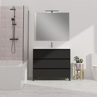 conjunto de bano wink  100 cm negro  tres cajones  lavabo empotrado  mueble montado  no incluye espejo  alday